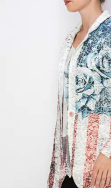 Patriotic Lace Blazer with sparkle