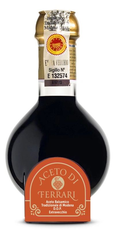 Bottle of Aceto di Ferrari balsamic vinegar from Modena.
