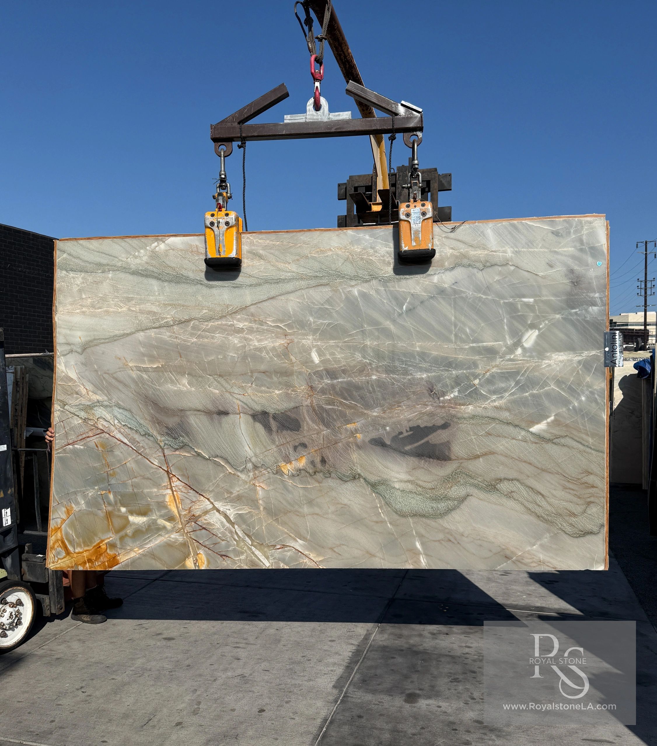 2cm Antolini Anima YG492 Aqua Crystal Quartzite Slab Polished Los Angeles Stonemart Royal Stone