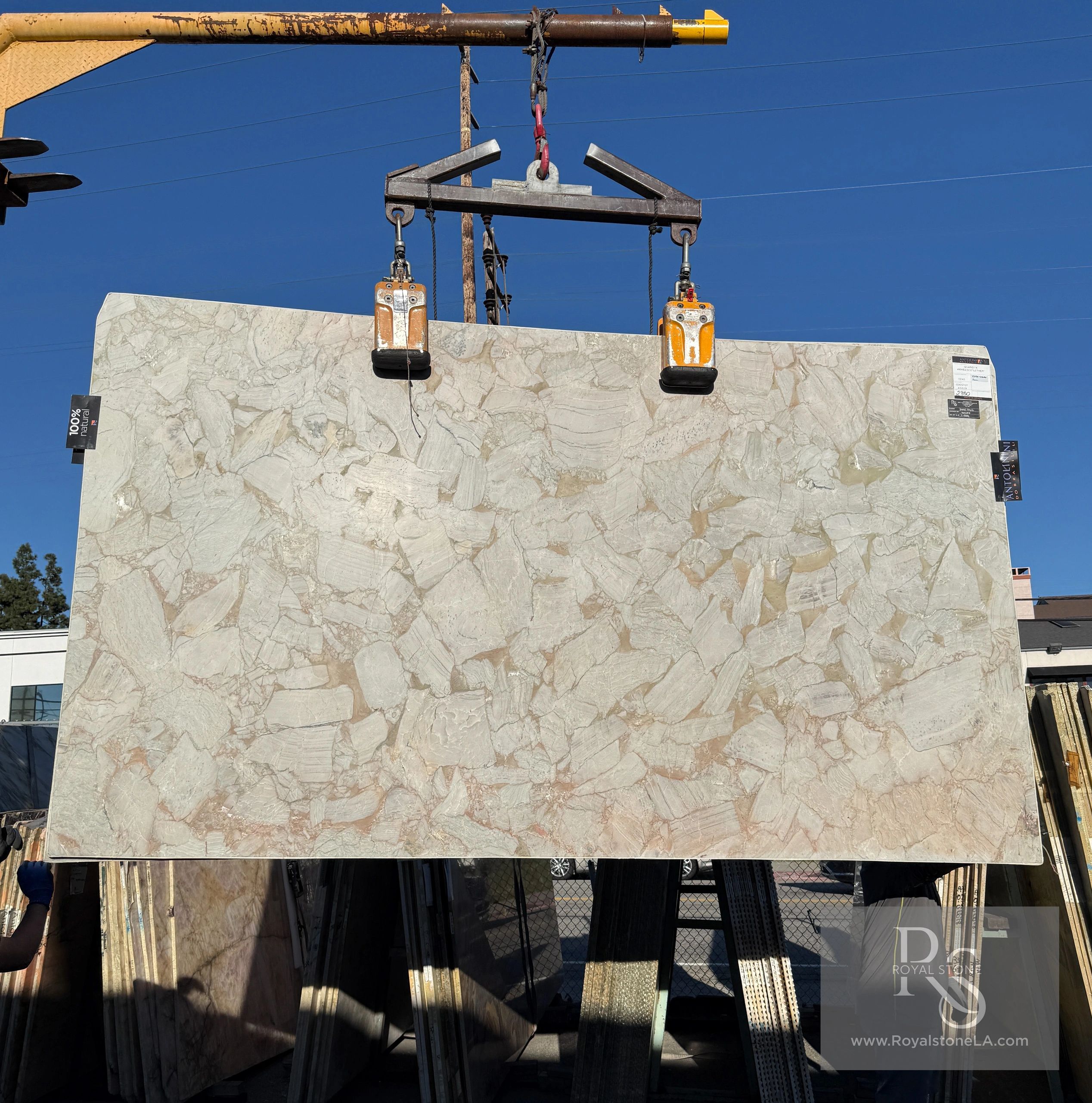 quartzite slab by  Antolini Arabesco Ceppo Taupe Quartzite Leathered Finish stone slab 77x137
