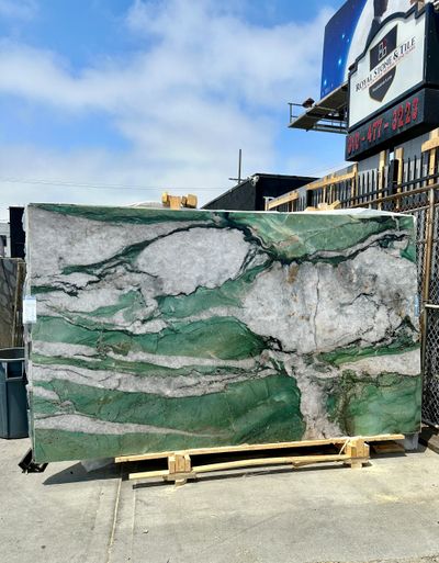 Royal Stone & Tile large outdoor slab yard in West LA Antolini Cristallo Tiffany Jade Quartzite