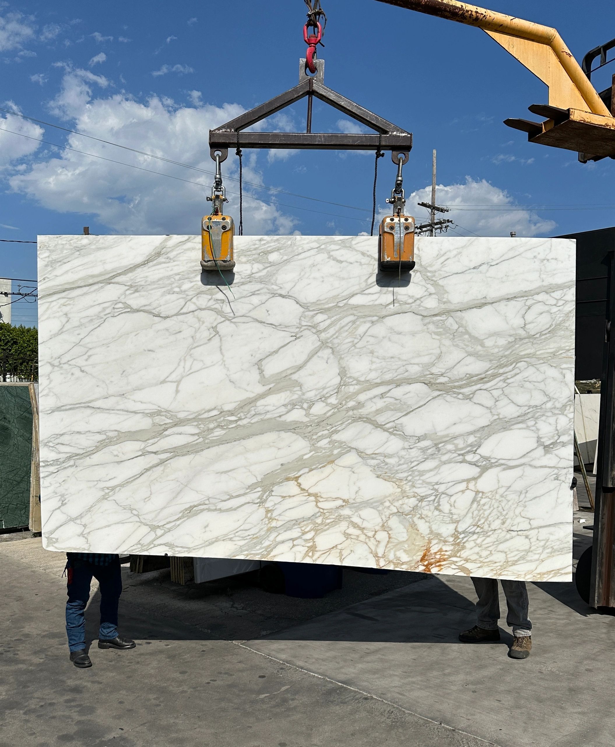 2cm Calacatta Oro Super Borghini Extra Wow Honed Finish Marble Slab in Royal Stone Slab Yard in LA