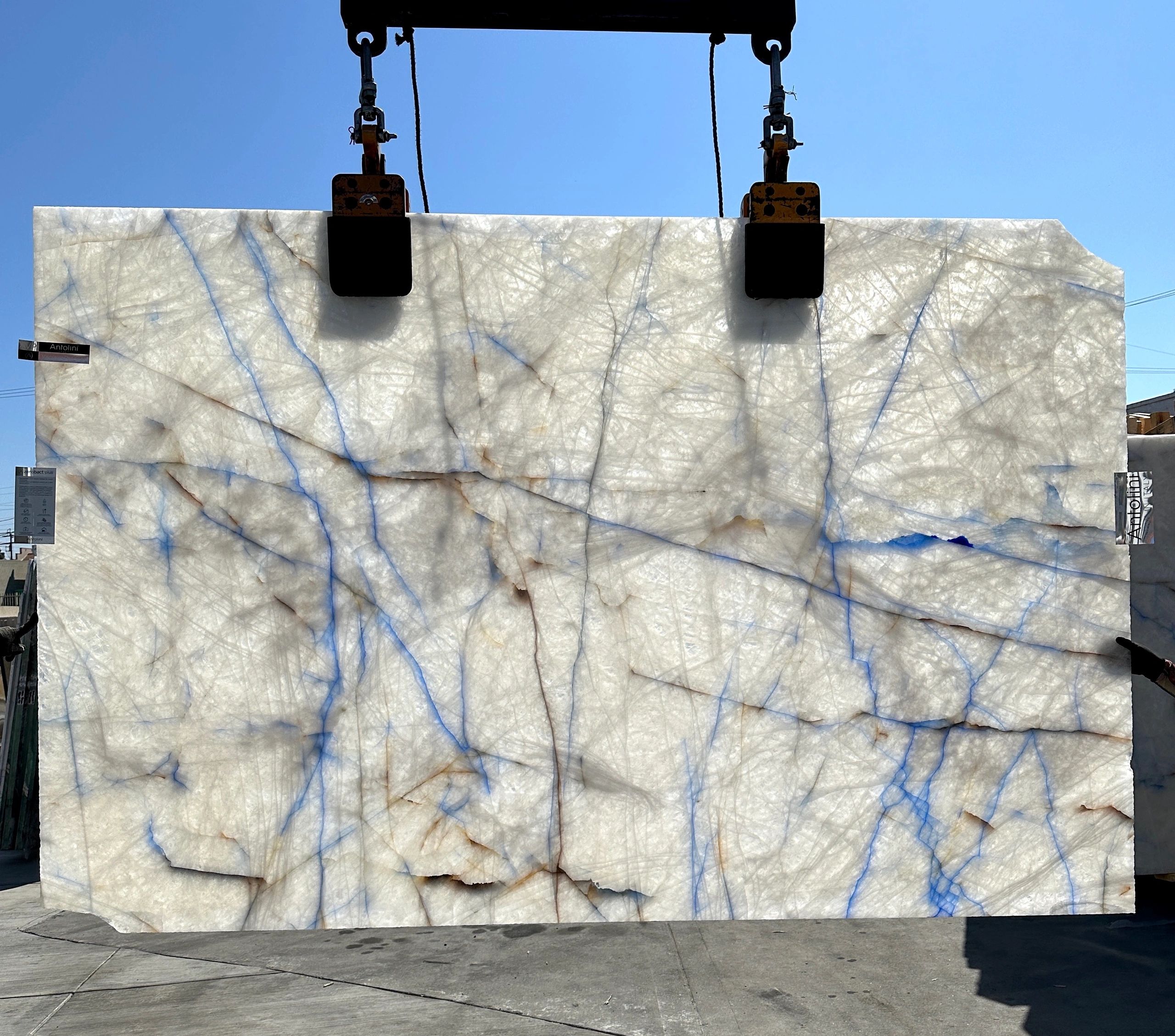 Backlit Antolini Cristallo Quartzite Cristallo Blue Azul Polished 116 x 75