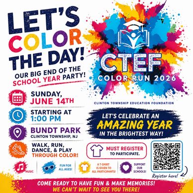 Colorful flyer for the CTEF Color Run 2026 event on June 14th.