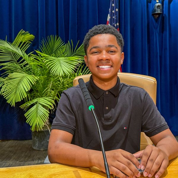Chantze Duckworth founder of Next Gen Talk TV Inc. at New Orleans City Hall before his exclusive interview with Mayor-Elect Helena Moreno.