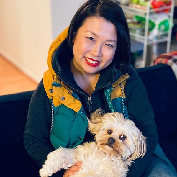 Vivian Wong, Dog Boarding Expert with Pumpkin, a Lhasa apso