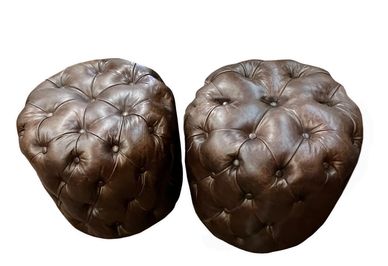 Tufted Leather Ottomans Stools
