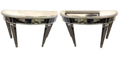 Vintage Glass Clad Consoles Tables