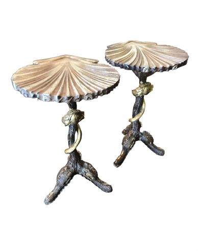 Venetian Painted Grotto Side Tables With Serpents 