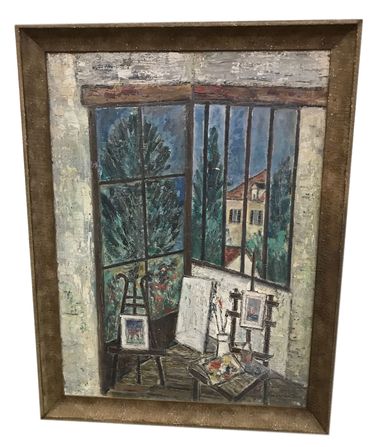 Mid Century Primitive Oil on Canvas Painting From France