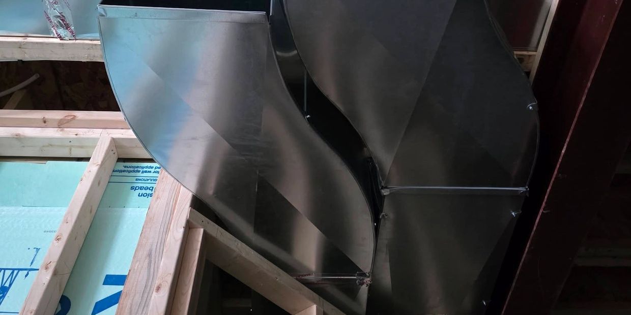 New ductwork installed in a building under construction.