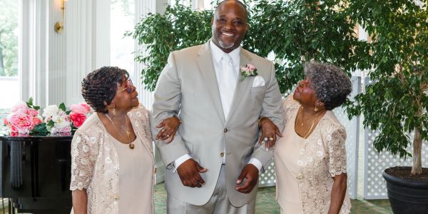 Groom with his grandmothers.