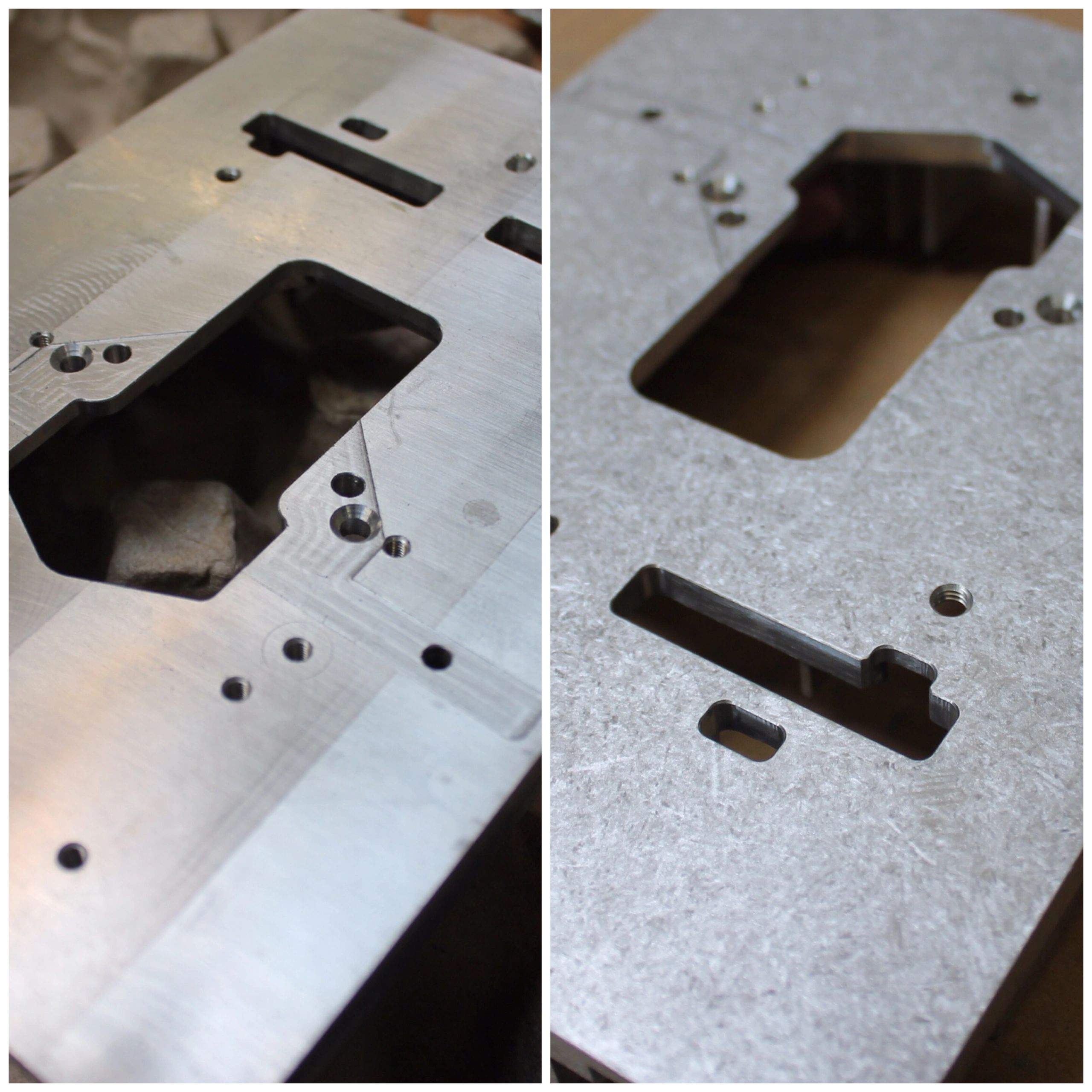 Before and After picture of a part that has gone through the tumbling process