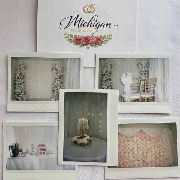 Wedding studio photo collection featuring floral and elegant decor setups.