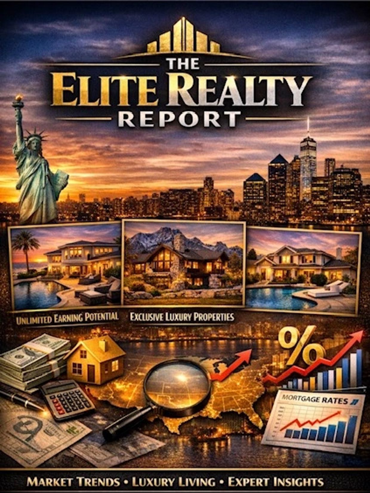 The Elite Realty Report showcasing luxury properties and market trends.