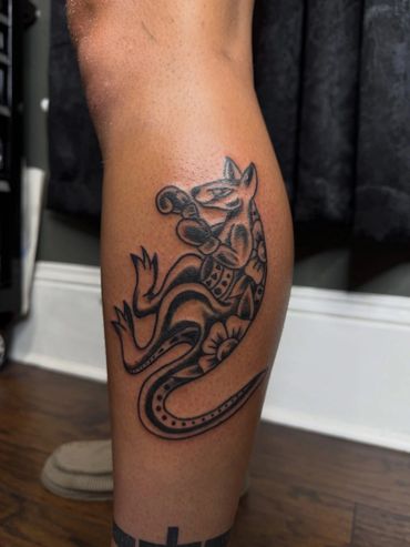 Black and grey kangaroo tattoo done in Pensacola, Fl NAS 