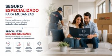 Couple reviewing specialized moving insurance with a professional.