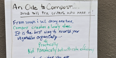A handwritten poem titled 'An Ode to Compost' celebrating the benefits of composting.