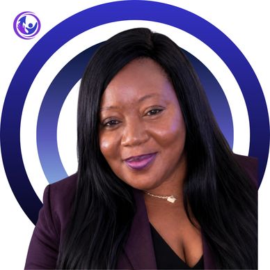 Confident woman with long black hair wearing a purple blazer.