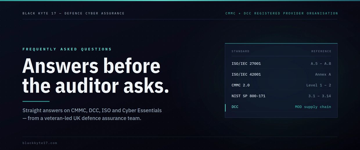 FAQ section on cyber assurance standards and references.