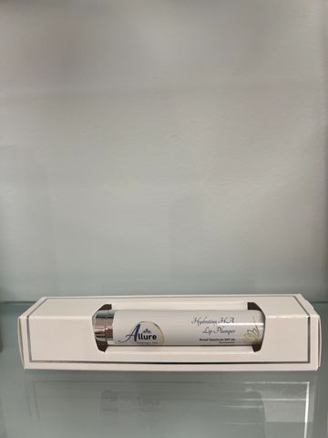Allure Hyaluronic Acid Lip Plumper in sleek white packaging.