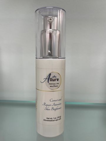 Allure Medical Spa Wellness skin brightener bottle with pump dispenser.