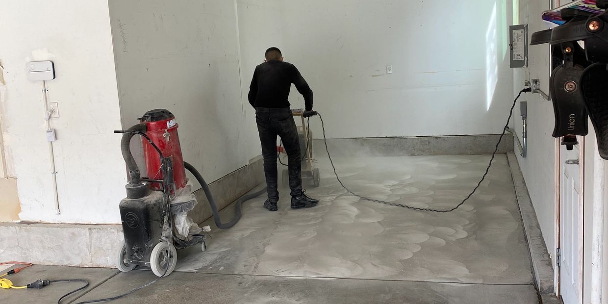 Surface prep for an epoxy floor install