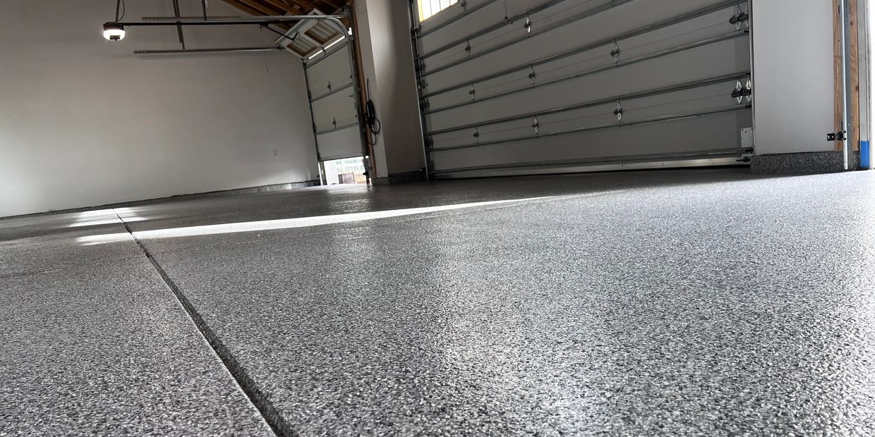garage epoxy flake floor installation