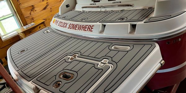 Barefoot Marine boat decking replacement projects provide precise design and measurements