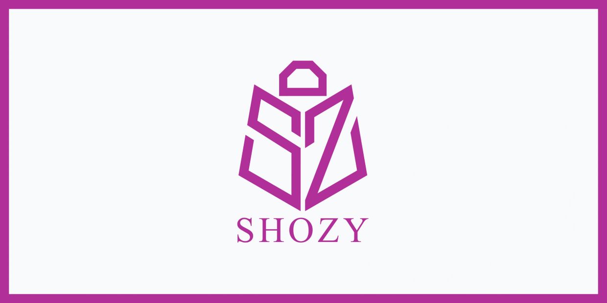 Purple geometric logo with the word 'SHOZY' below it on a white background.