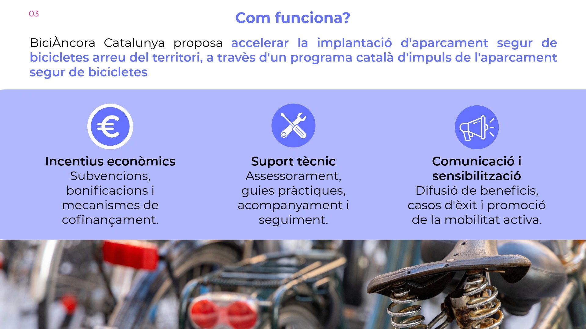 Programa para implantar aparcamiento seguro de bicicletas en Cataluña.