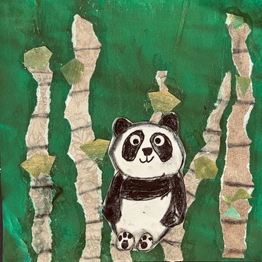 Mixed Media Pandas by student age 8