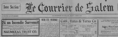 Header of 1916 Courrier de Salem newspaper 