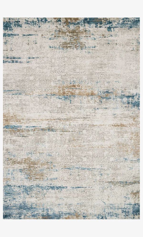 A Blue and Beige Rug
