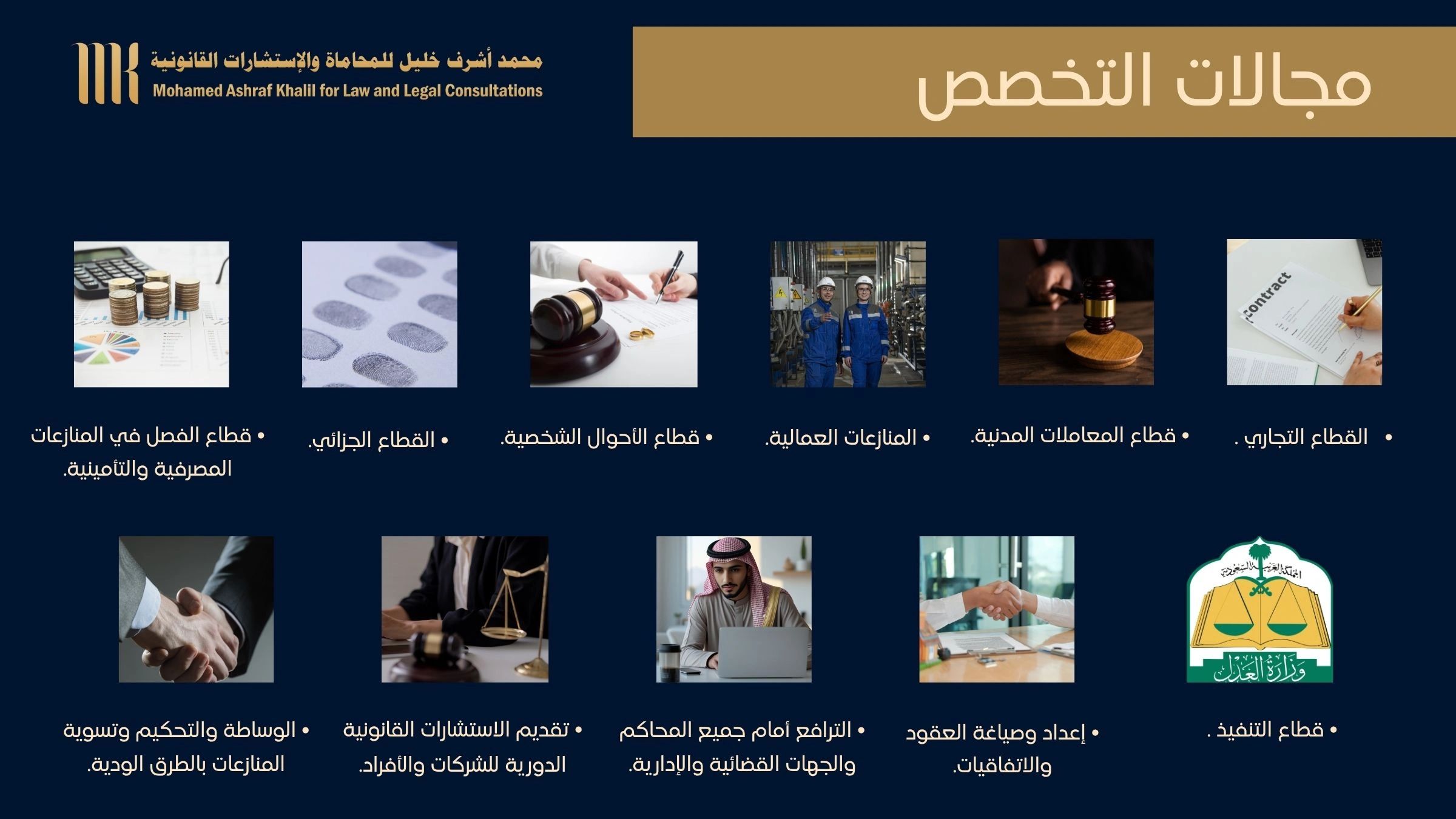 Legal services offered by Mohamed Ashraf Khalil.