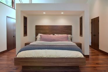 Custom walnut floors and bed frame!