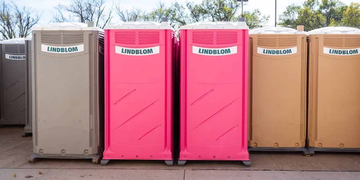 Six portable toilet units