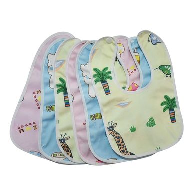 Set of colorful baby bibs with animal prints.