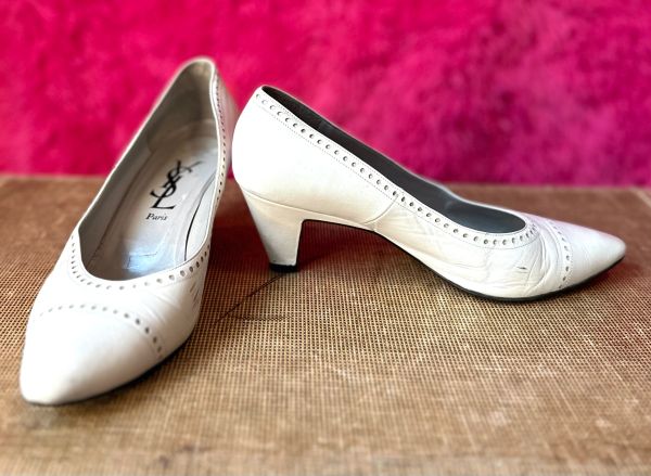 Vintage YSL White Wingtip Pump