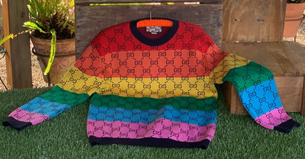 Gucci Colorblock Pattern Crew Neck Sweater