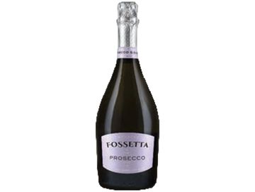 Bottle of Fossetta Prosecco sparkling wine.
