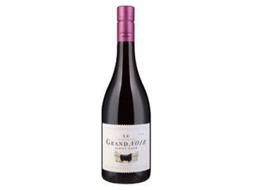 A bottle of Le Grand Noir Pinot Noir wine.