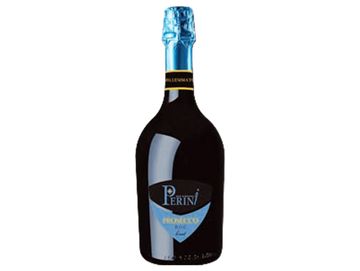 Bottle of Perini Prosecco wine with blue foil.