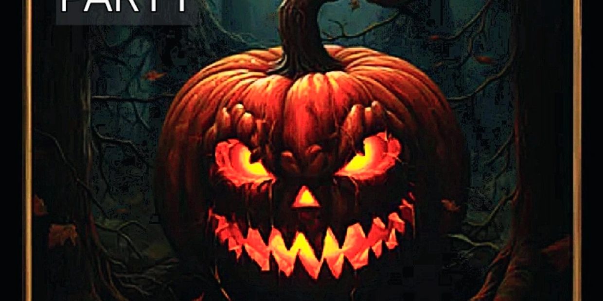 Vibrant Jack-o'-Lantern for a fiery Halloween night event.