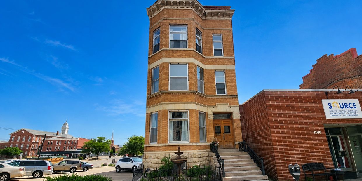 Historic brick building in downtown Dubuque Iowa inspected by Gold Shield Inspections showcasing the