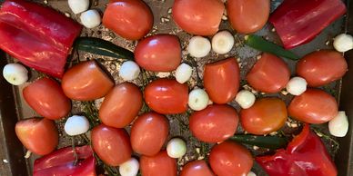 All ingredients roasted in baking sheet pan