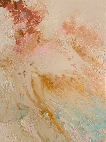Pour Painting in Pastel Rainbow Colors in blown out style, on canvas size 12"x16"