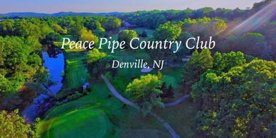 Aerial view of Peace Pipe Country Club golf course in Denville, NJ.