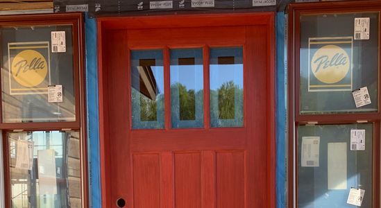 Doors, glass door, red door, front door, stained door, installed door, door installer, fir door wood