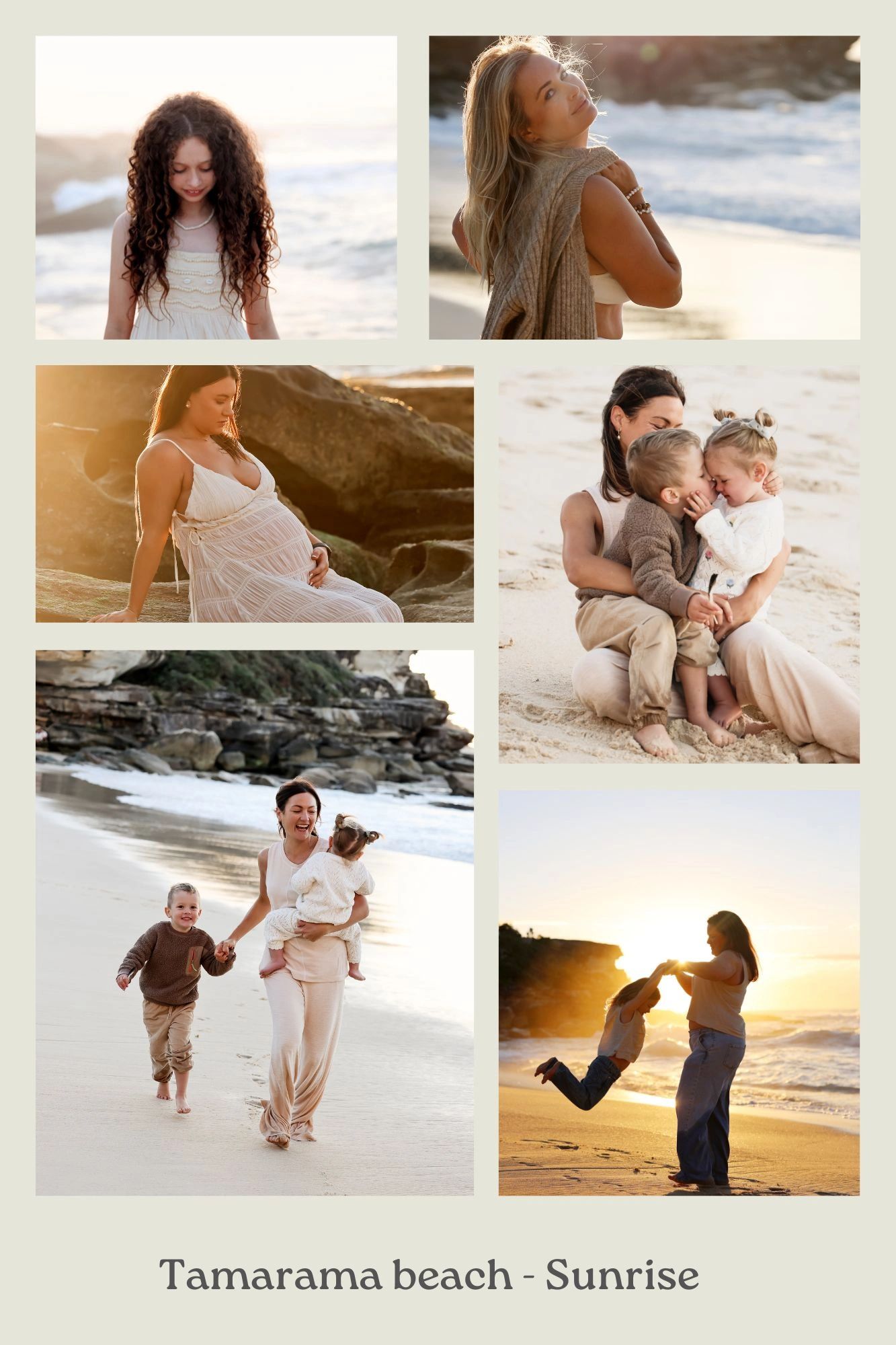 Families and individuals enjoy a serene sunrise at Tamarama Beach.